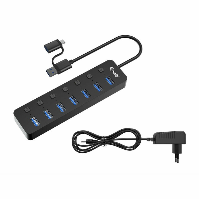 Equip Hub USB-C 7 Puertos USB 3.2 Gen 1 con Interruptores Individuales Equip Hub USB-C 7 Puertos USB 3.2 Gen 1 con Interruptores Individuales