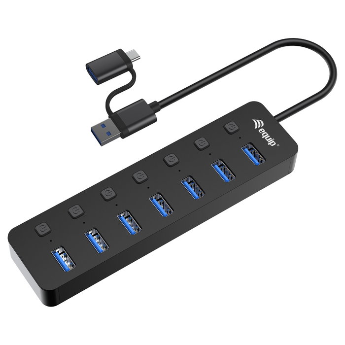 Equip Hub USB-C 7 Puertos USB 3.2 Gen 1 con Interruptores Individuales Equip Hub USB-C 7 Puertos USB 3.2 Gen 1 con Interruptores Individuales
