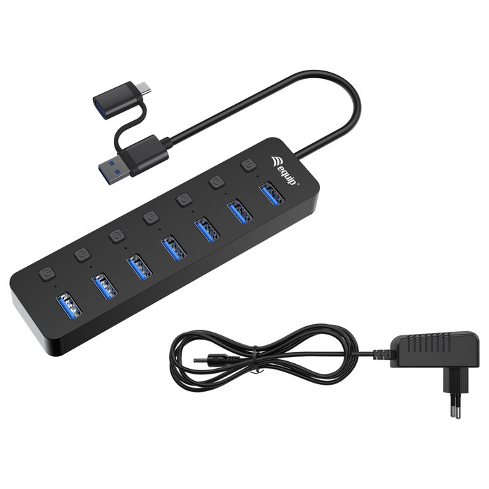 Equip Hub USB-C 7 Puertos USB 3.2 Gen 1 con Interruptores Individuales Equip Hub USB-C 7 Puertos USB 3.2 Gen 1 con Interruptores Individuales