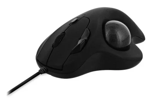 T'nB MUTRACK - Ratón Trackball Ergonómico para Mano Derecha - Cable USB Type-A + USB Type-C - Óptico 1600 DPI - Negro