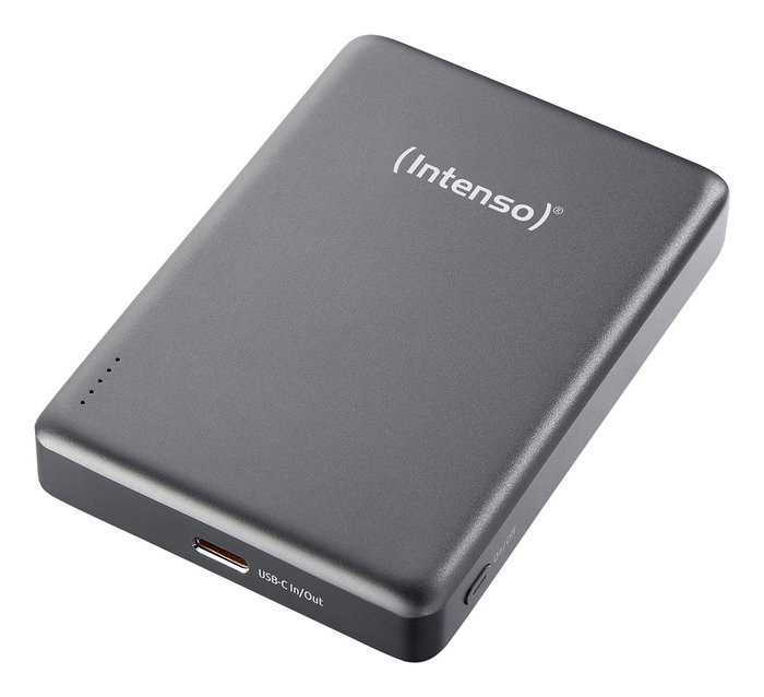 Intenso MW10000 Batería Externa Powerbank 10000 mAh, Compatible MagSafe, Carga Inalámbrica 15W y USB-C PD 20W, Gris