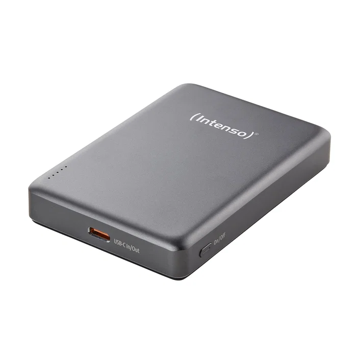 Intenso MW10000 Batería Externa Powerbank 10000 mAh, Compatible MagSafe, Carga Inalámbrica 15W y USB-C PD 20W, Gris