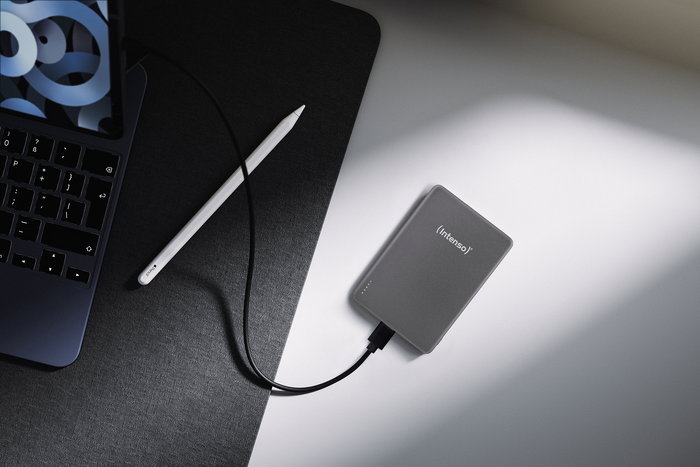 Intenso MW10000 Batería Externa Powerbank 10000 mAh, Compatible MagSafe, Carga Inalámbrica 15W y USB-C PD 20W, Gris