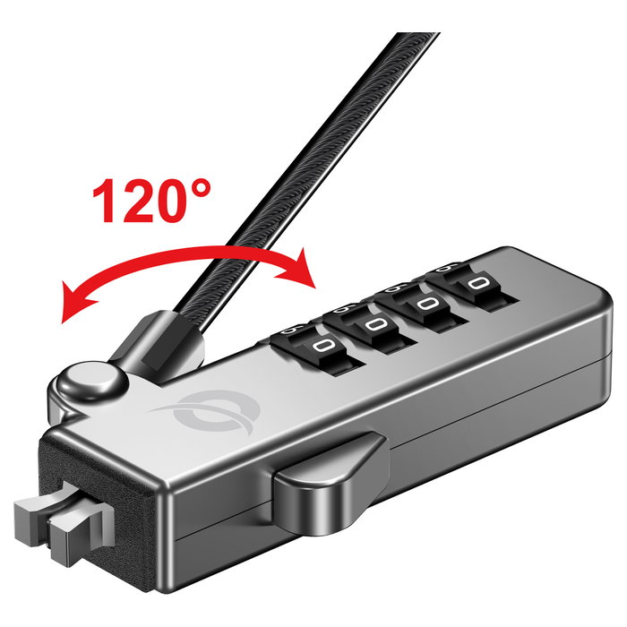 Conceptronic Candado de combinación para portátil con ranura Wedge 3.2x4.5mm, 1.8m