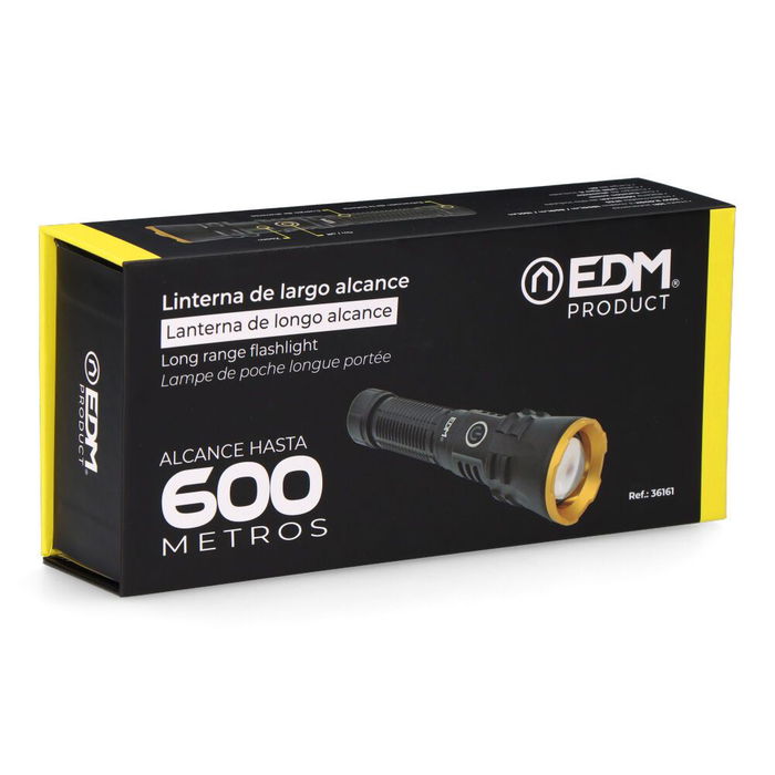 Edm Linterna LED Wolf Pro X3 Largo Alcance 1800 lm 20W Recargable Zoom 600m IP65 Edm Linterna LED Wolf Pro X3 Largo Alcance 1800 lm 20W Recargable Zoom 600m IP65