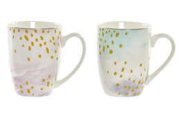 DKD Home Decor Tazas de Porcelana Glam Shengda, Surtido de Colores