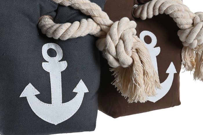 DKD Home Decor Sujetapuertas Mediterraneo Gris Marron Oscuro Poliester Arena 13 x 9 x 20 cm (2 Unidades)