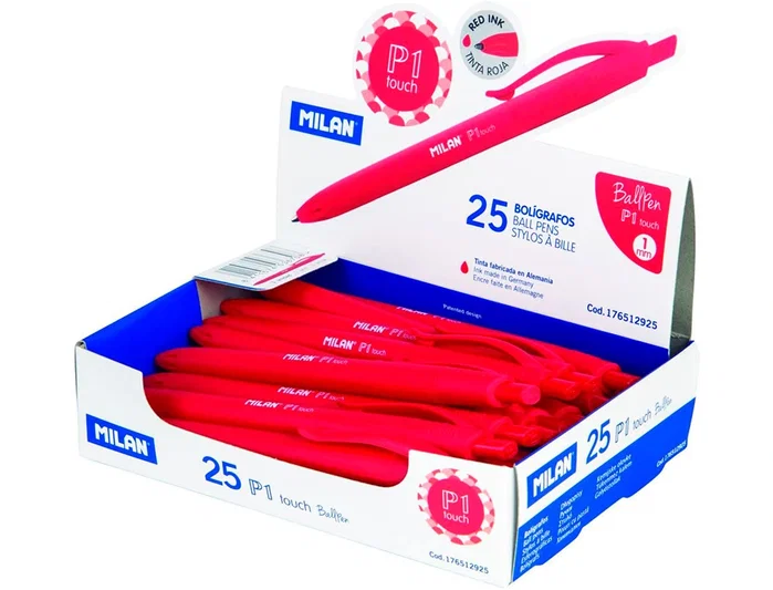 Milan Bolígrafo P1 Touch Retráctil Rojo (Set de 25) Milan Bolígrafo P1 Touch Retráctil Rojo (Set de 25)