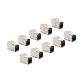 DeLOCK 88118 Módulo Keystone RJ45 hembra a LSA Cat.6A montaje sin herramientas negro, 10 piezas