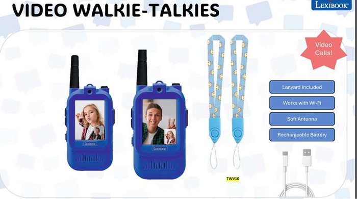 Lexibook Walkie Talkie con Pantalla para Videollamadas, Juguete Infantil con Sonido y Luces, para +3 años, Incluye Pilas Lexibook Walkie Talkie con Pantalla para Videollamadas, Juguete Infantil con Sonido y Luces, para +3 años, Incluye Pilas