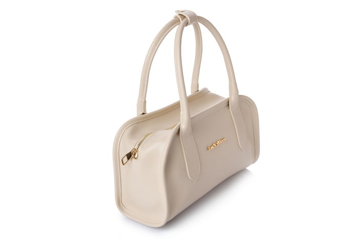 Lucky Bees Bolsa de Hombro Crema Cuero de Polivinilo Elegante y Sofisticada Medidas 28x11x16 cm