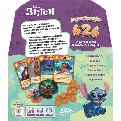 Disney Stitch Experimento 626 - Juego de Cartas de Deducción para 2 a 6 Jugadores - Edad 8+ - Idioma Español
