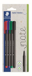 STAEDTLER Fineliner triplus rPP Set de 4 Rotuladores Negro