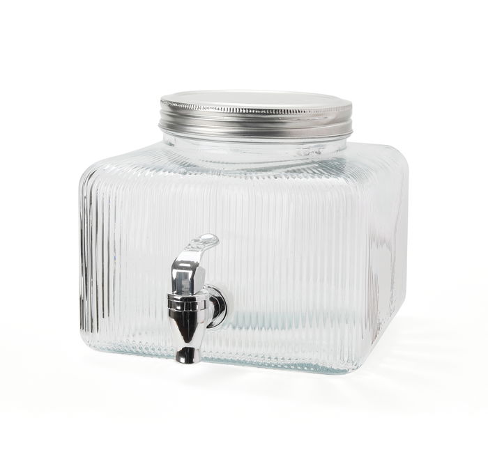 Inde Tarro Dispensador Frigo de Vidrio 5.5 Litros - Capacidad 5.5L, Medidas 21x21x18.5 cm (6 Unidades)