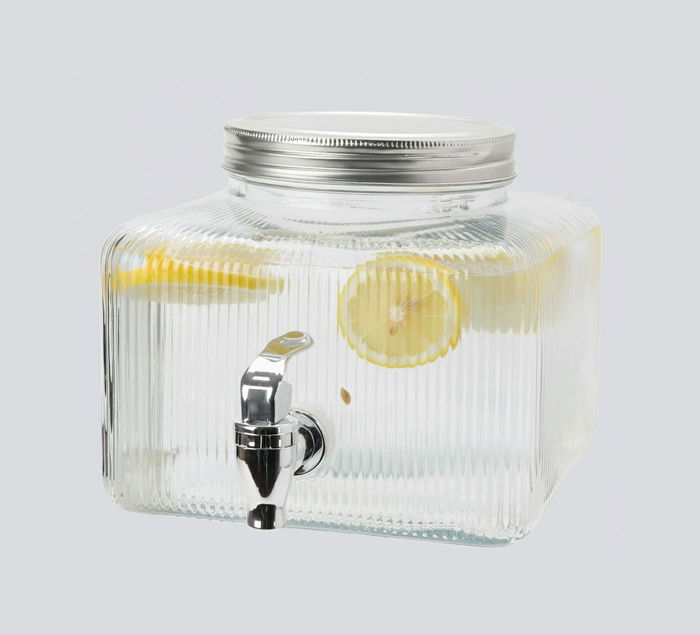 Inde Tarro Dispensador Frigo de Vidrio 5.5 Litros - Capacidad 5.5L, Medidas 21x21x18.5 cm (6 Unidades)