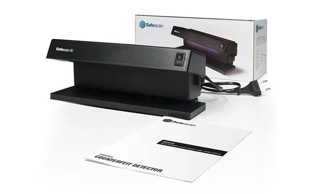 Safescan SAF45 Detector de Billetes Falsos - UV, 2 Lámparas, 6W, 220-240V, Negro