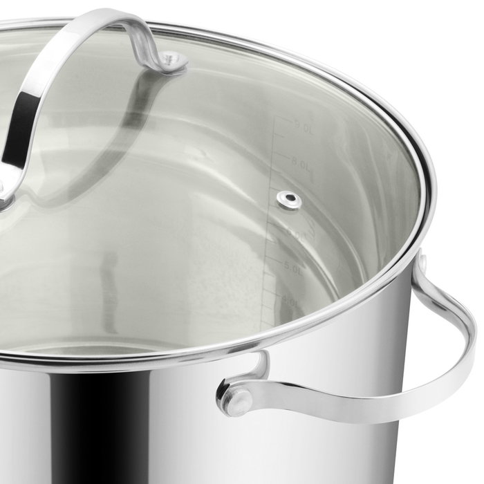 Day Olla Con Tapa de Vidrio 18 L Acero Inoxidable, Apta para Inducción, Diámetro 30 cm