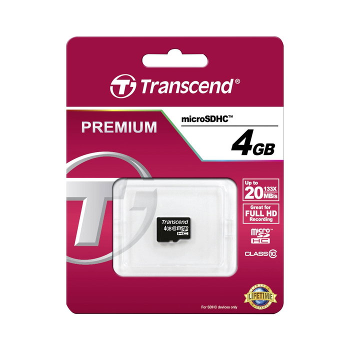 Transcend microSDHC 4GB Class 10 TS4GUSDC10 Transcend microSDHC 4GB Class 10 TS4GUSDC10
