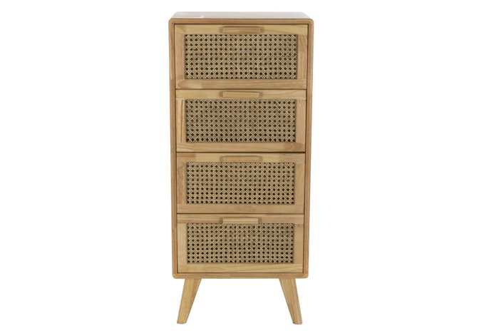DKD Home Decor Cajonera Balines Rejilla Natural Caucho Ratan 90 x 40 x 30 cm