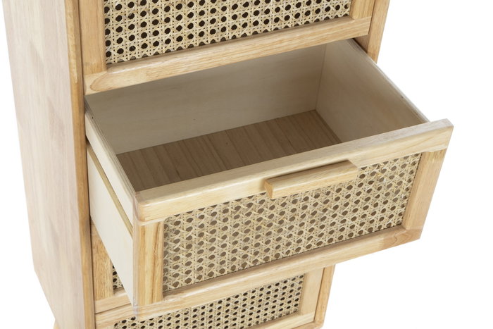 DKD Home Decor Cajonera Balines Rejilla Natural Caucho Ratan 90 x 40 x 30 cm