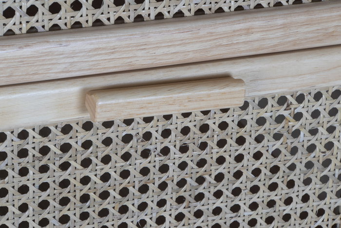DKD Home Decor Cajonera Balines Rejilla Natural Caucho Ratan 90 x 40 x 30 cm