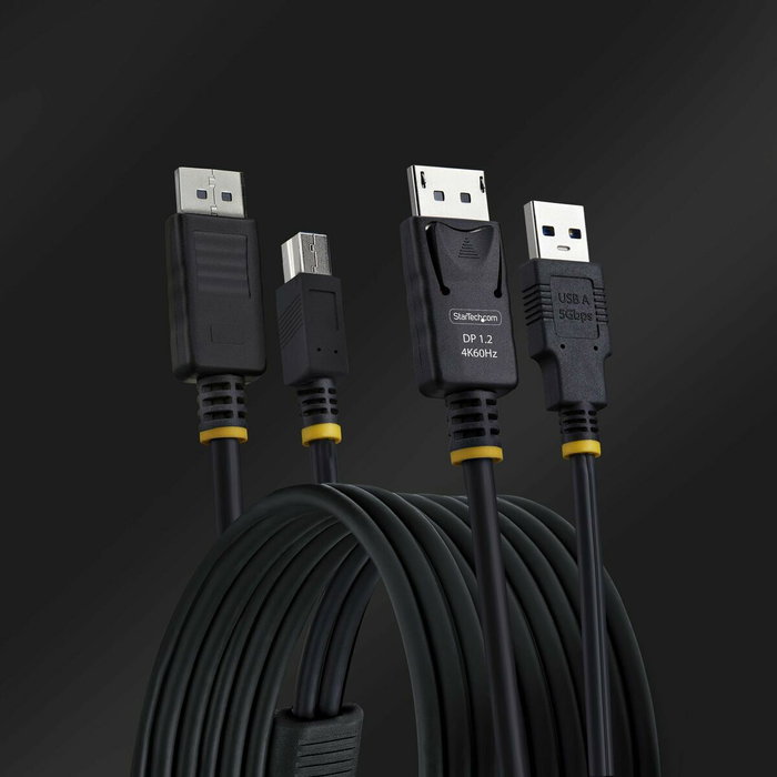 StarTech.com Cable KVM DisplayPort y USB 3.2 Gen 1, 1,8 m, 4K 60Hz, Negro