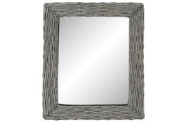 DKD Home Decor Espejo de Mimbre Trenzado Gris