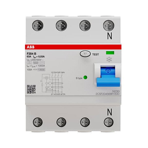 ABB F204 B-63/0.03 Interruptor Diferencial 4P 63A 30mA Tipo B