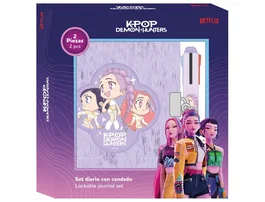 SAFTA Set de diario con candado y bolígrafo Chibi Kpop Demon Hunters