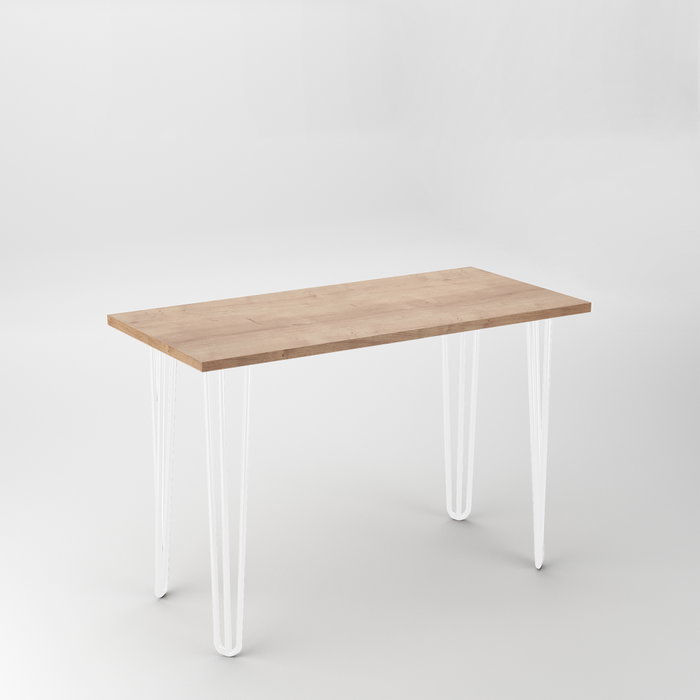 Emuca Lote de 4 patas Hairpin de 3 varillas para mesa, altura 710mm, Acero, Pintado blanco