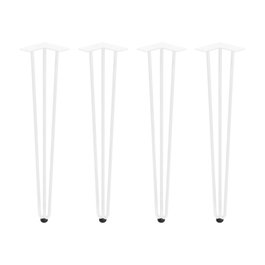 Emuca Lote de 4 patas Hairpin de 3 varillas para mesa, altura 710mm, Acero, Pintado blanco