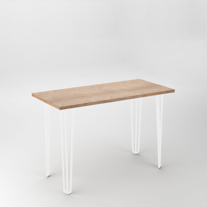 Emuca Lote de 4 patas Hairpin de 3 varillas para mesa, altura 710mm, Acero, Pintado blanco