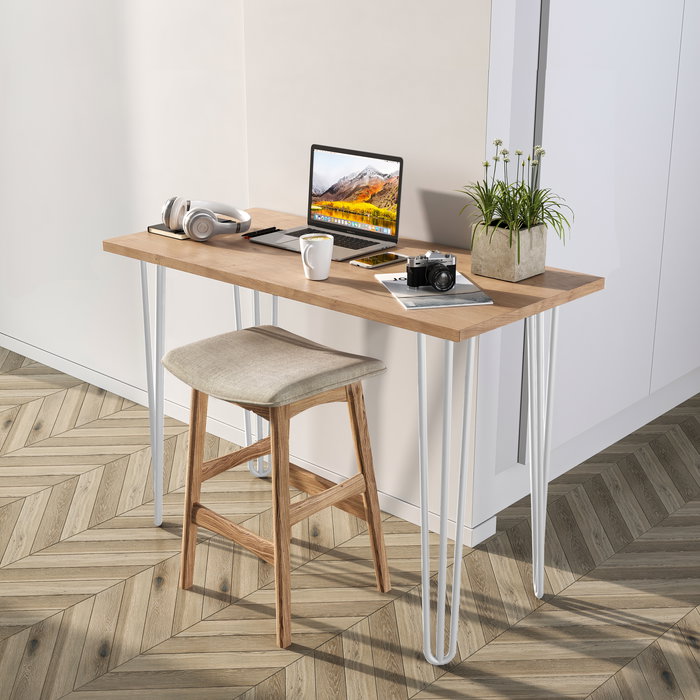 Emuca Lote de 4 patas Hairpin de 3 varillas para mesa, altura 710mm, Acero, Pintado blanco