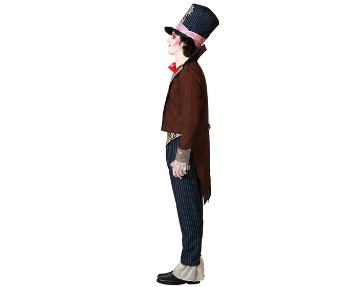 Otros Disfraz Adulto Hombre Sombrerero Loco de Alicia con Sombrero, Pajarita, Chaqueta y Pantalón Marrón - Tallas XS-S