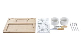 DKD Home Decor Tabla Aperitivo Navidad Tradicional Bambú Gres Verde Natural Blanco 20 x 25 x 8 cm Set 10 Piezas