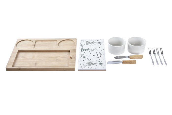 DKD Home Decor Tabla Aperitivo Navidad Tradicional Bambú Gres Verde Natural Blanco 20 x 25 x 8 cm Set 10 Piezas DKD Home Decor Tabla Aperitivo Navidad Tradicional Bambú Gres Verde Natural Blanco 20 x 25 x 8 cm Set 10 Piezas