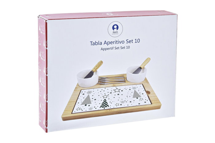 DKD Home Decor Tabla Aperitivo Navidad Tradicional Bambú Gres Verde Natural Blanco 20 x 25 x 8 cm Set 10 Piezas DKD Home Decor Tabla Aperitivo Navidad Tradicional Bambú Gres Verde Natural Blanco 20 x 25 x 8 cm Set 10 Piezas