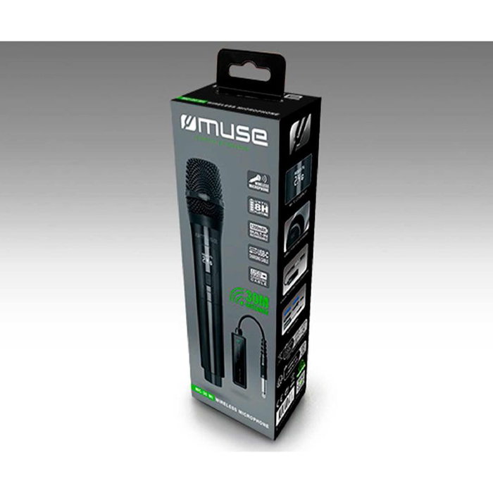 MUSE Micrófono Inalámbrico con Receptor, Batería 1200mAh 8h, Carga Tipo C