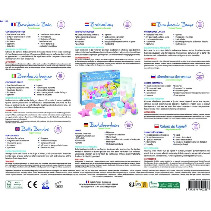 Sentosphere SEN3373910002257 - Kit de Bombas de Baño para Crear, Pastillas Efervescentes con Diferentes Formas, Actividad Manual a Partir de 8 Años