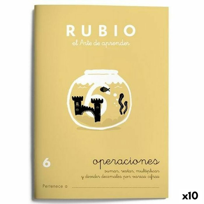 RUBIO Cuaderno A5 Operaciones y Problemas Nº 6 - Divisiones Decimales, Sumas, Restas y Multiplicaciones (+10 años)