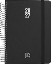 GRAFOPLAS Agenda Anual 2027 Fancy Espiral Tapa Extra Dura con Goma A5 Negro