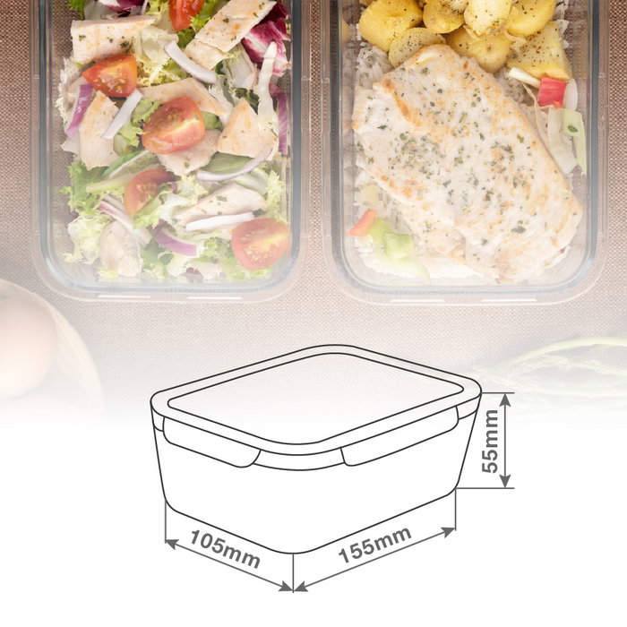 Vassary Táper hermético rectangular de cristal 400ml