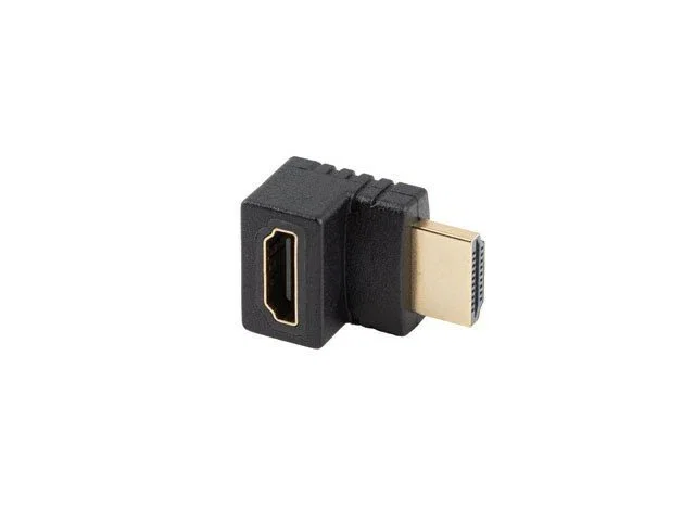 Lanberg Adaptador HDMI Hembra Derecho a Macho Angular, HDMI 2.0, 4K UHD 3840x2160 @60Hz, HDR, 18 Gbit/s, AD-HDMI-04, Negro