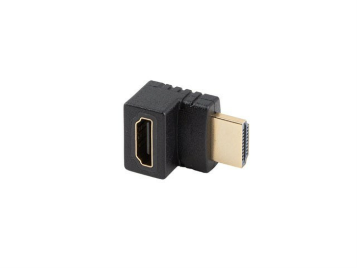 Lanberg Adaptador HDMI Macho Hembra Ángulo 4K Macho a Hembra Conector Dorado HDMI 2.0 PVC Negro