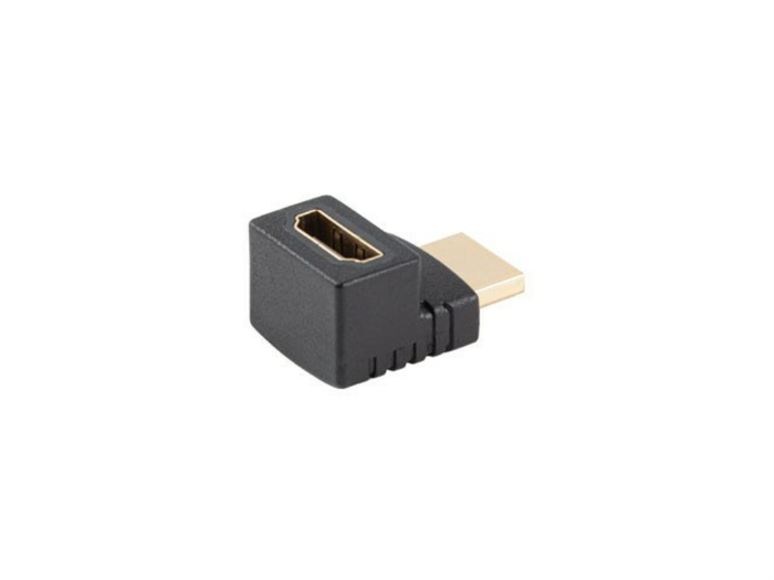 Lanberg Adaptador HDMI Macho Hembra Ángulo 4K Macho a Hembra Conector Dorado HDMI 2.0 PVC Negro