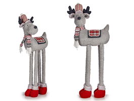 Krist+ Reno Navideño Izquierda 1M Tela Gris, Rojo, Blanco 23 cm x 55 cm x 49 cm (Set de 4)