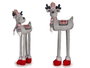 KRIST+ Reno Navideño Izquierda 1M Tela Gris, Rojo, Blanco (Set de 4)