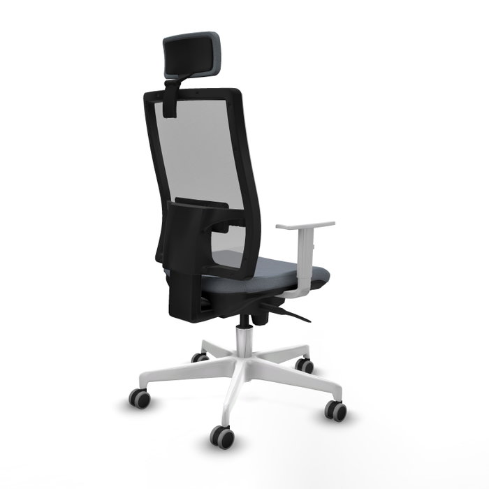 PIQUERAS Y CRESPO Silla de oficina Horna Gris con Mecanismo Sincro y Reposabrazos Blancos