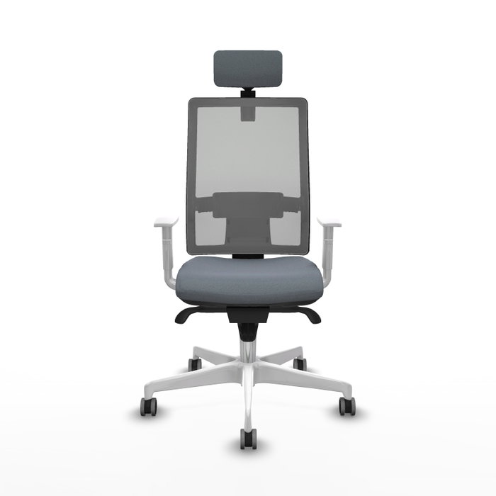 PIQUERAS Y CRESPO Silla de oficina Horna Gris con Mecanismo Sincro y Reposabrazos Blancos