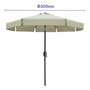 Marbueno Sombrilla Acero 8 Varillas D300 cm Polyester Beige Jardin, Piscina y Terraza 10490